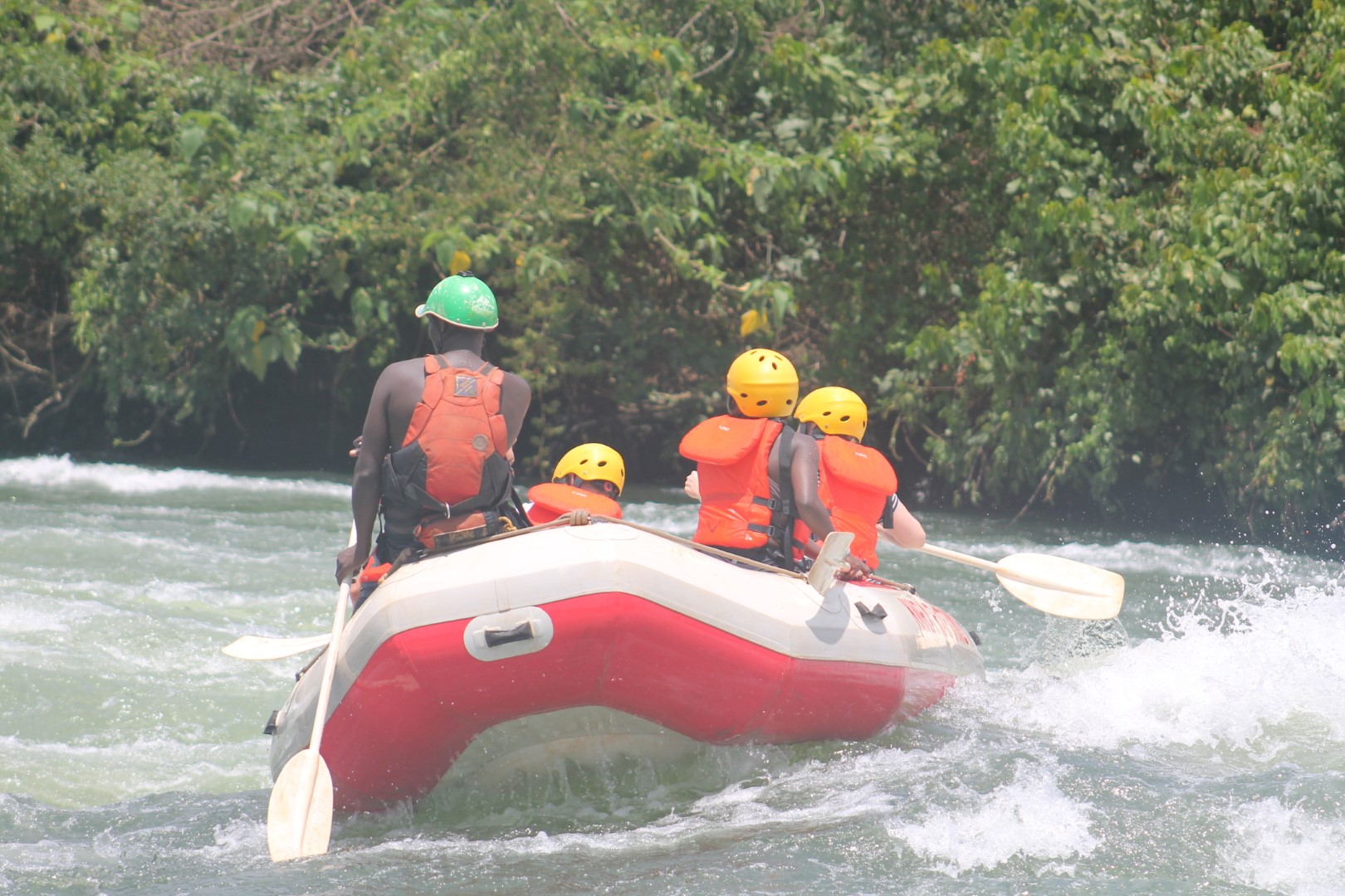 Kiira Rafting guests floating a calm stretch of the Nile