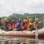 Kiira Rafting guides undergoing safety training for white-water rafting in Uganda
